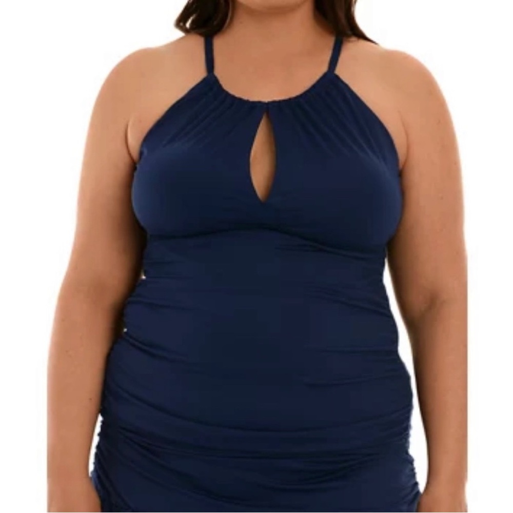 LA BLANCA SWIMSUIT TANKINI ISLAND GODDESS KEYHOLE TOP SIZE 22W